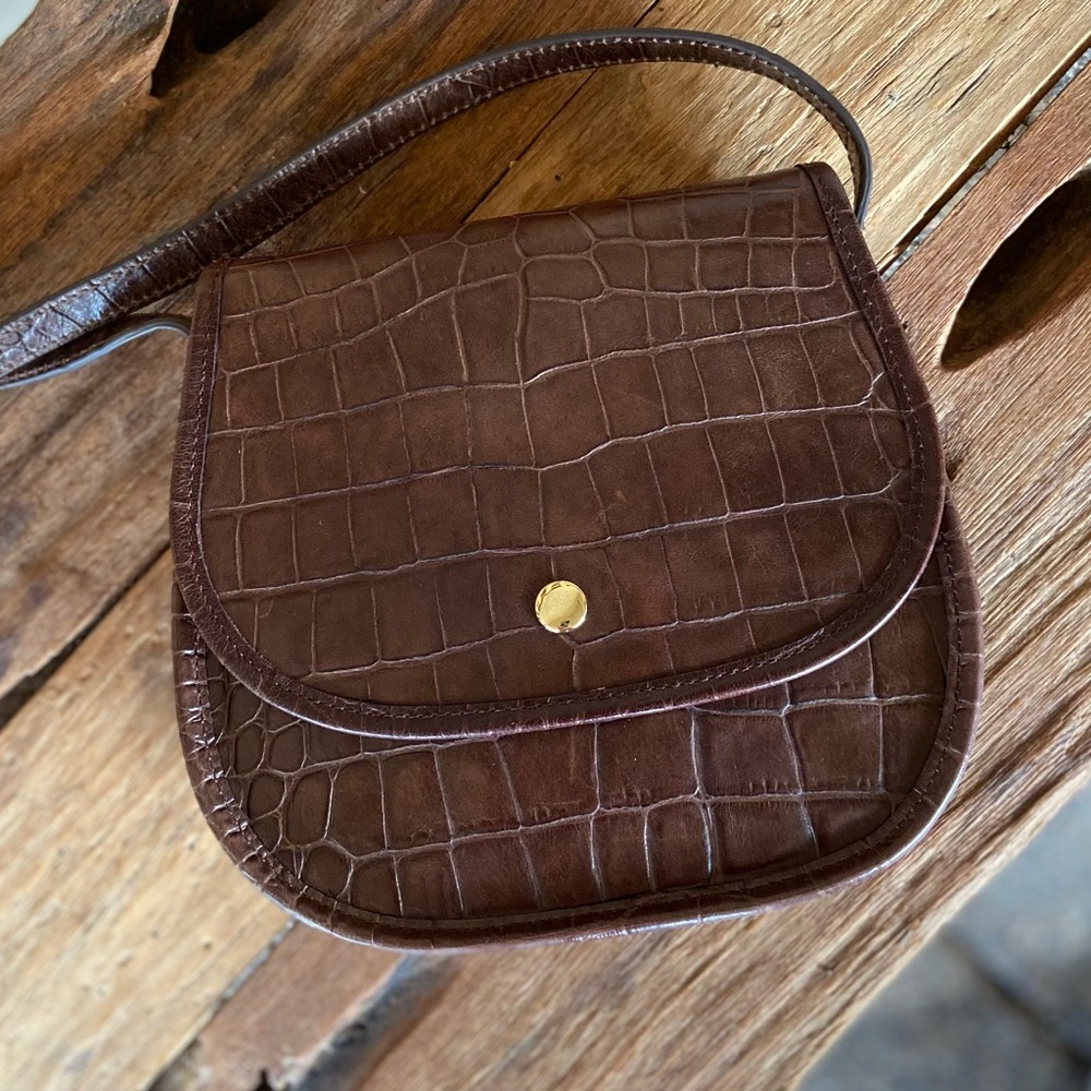 Leather Croc Textured Crossbody Bag by Emma + Sophia - Picture 4 of 11